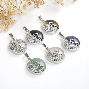 Moon Star Natural Gemstone Pendant