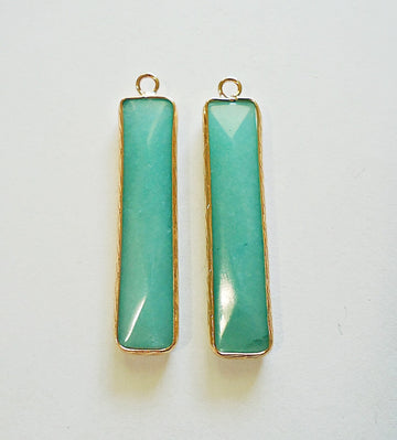 Amazonite Crystal Rectangle Pendant Necklace