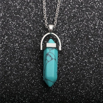 Blue Howlite Crystal Pendant Necklace