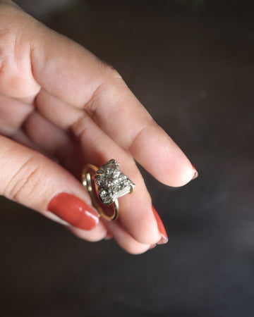 Natural Pyrite Crystal Ring