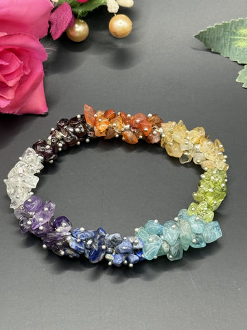 7 Chakra Chip Crystal Bracelet