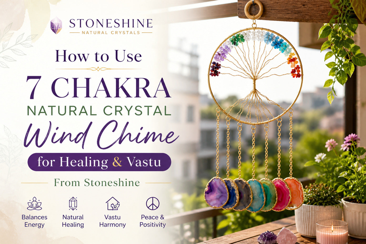 How to Use 7 Chakra Natural Crystal Wind Chime for Healing & Vastu