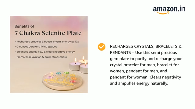7 Chakra Selenite Charging Plate - with box