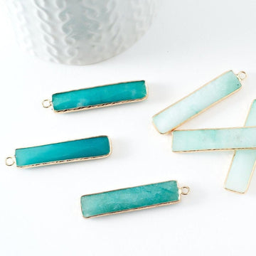 Amazonite Crystal Rectangle Pendant Necklace