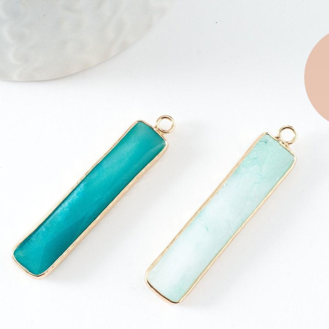 Amazonite Crystal Rectangle Pendant Necklace