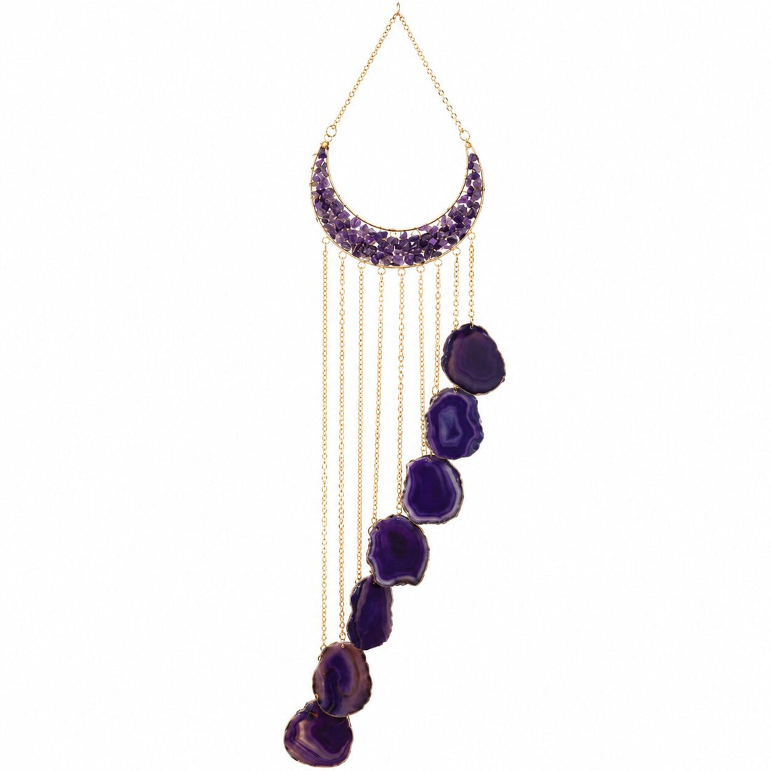 Crystal Agate Moon Wind Chime(Amethyst)