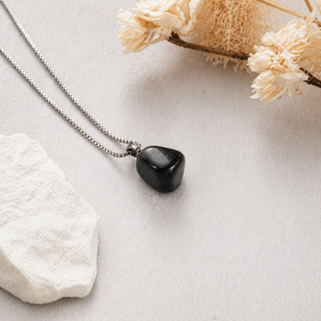 Black Tourmaline Crystal Agate Pendant
