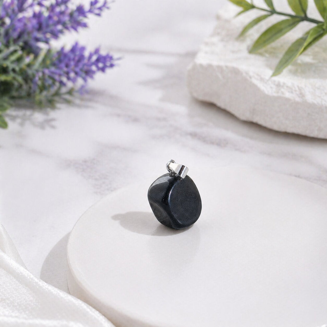 Black Tourmaline Crystal Agate Pendant