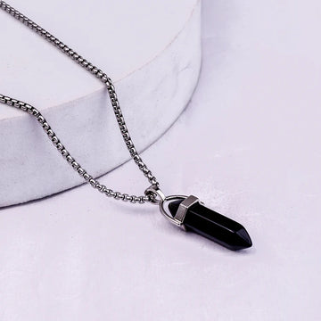 Black Tourmaline Crystal Pencil Pendant