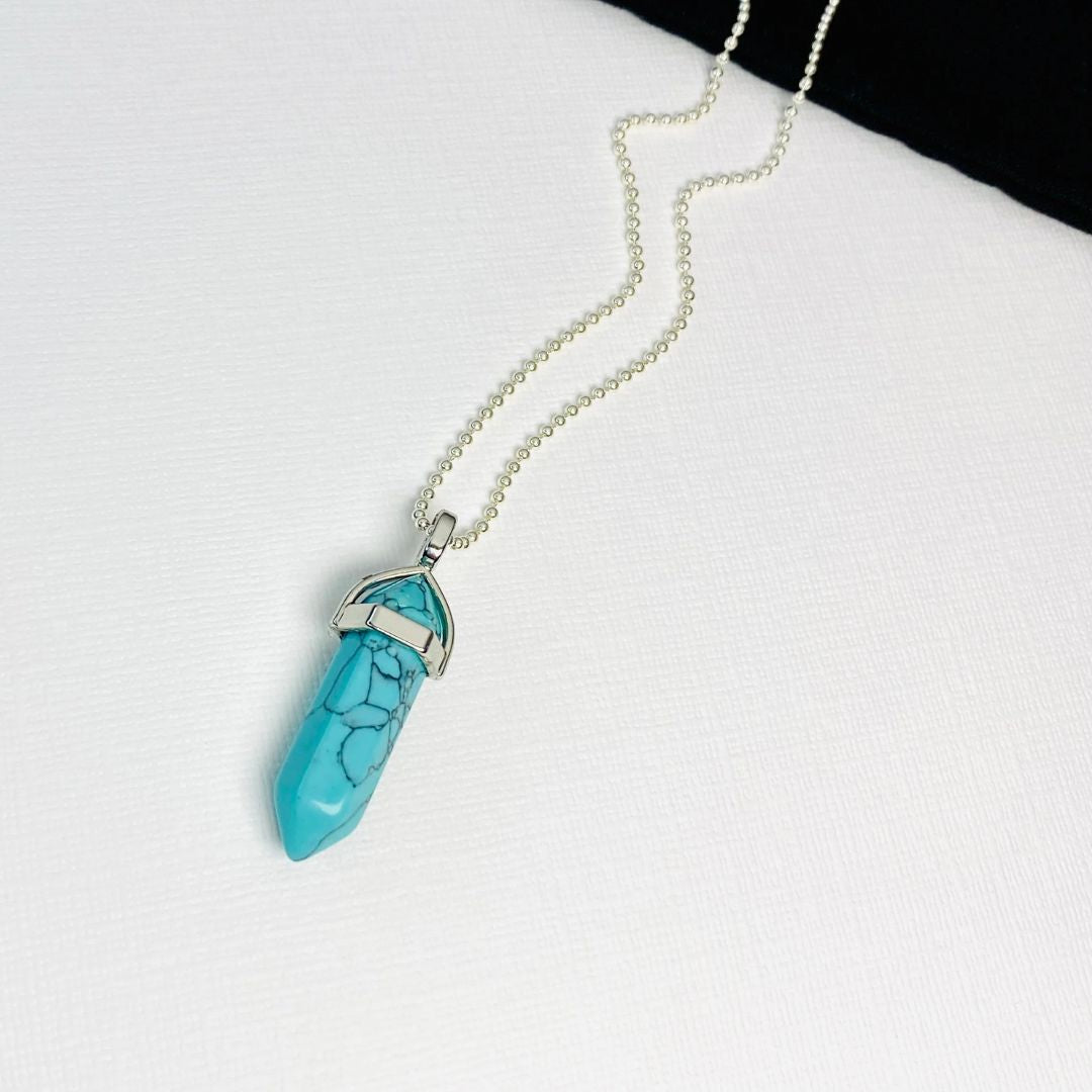 Blue Howlite Crystal Pendant Necklace