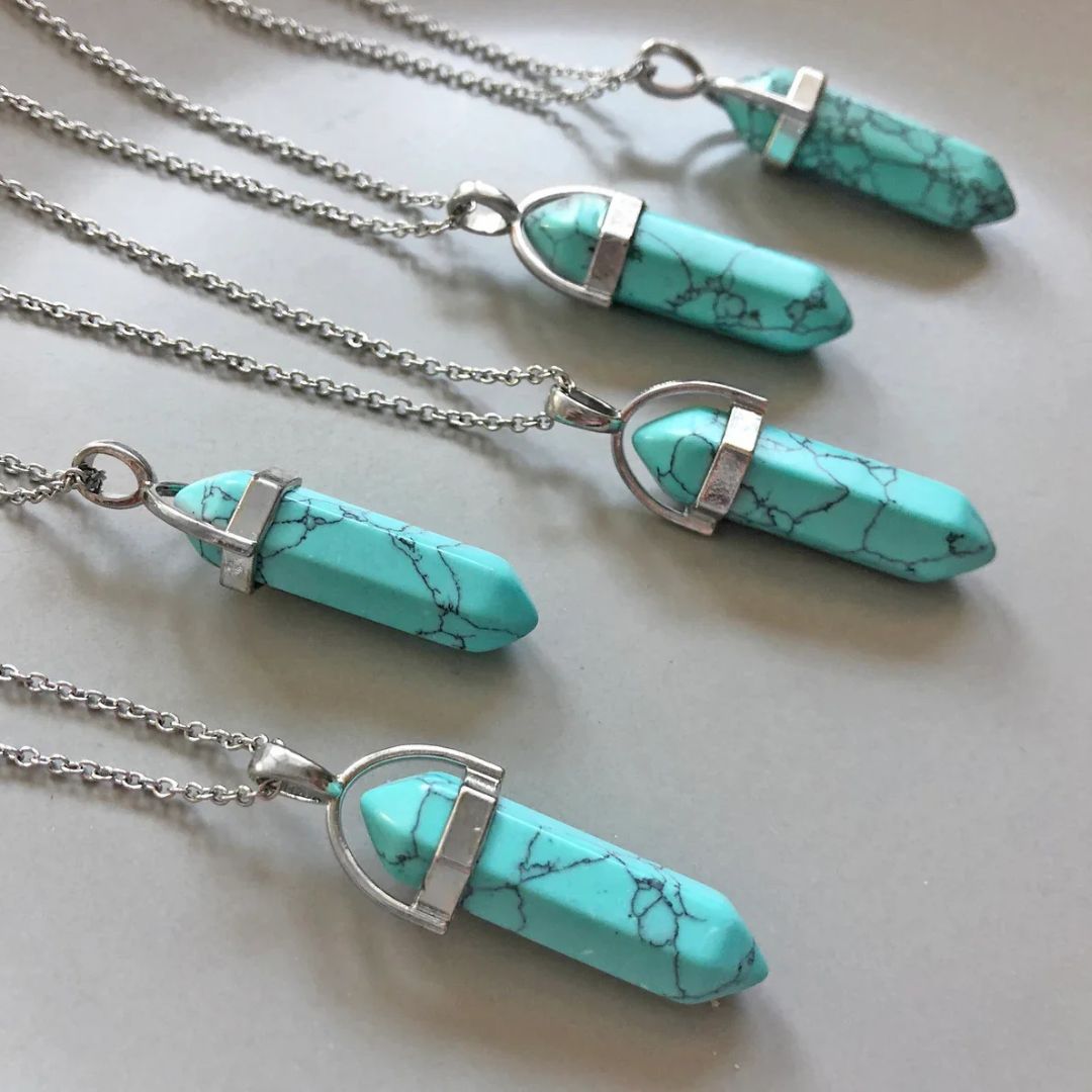 Blue Howlite Crystal Pendant Necklace