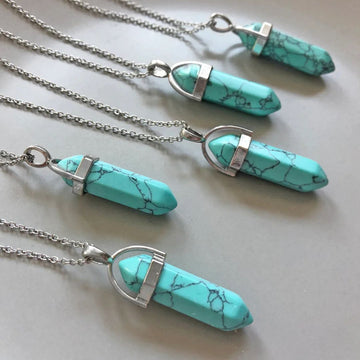 Blue Howlite Crystal Pendant Necklace