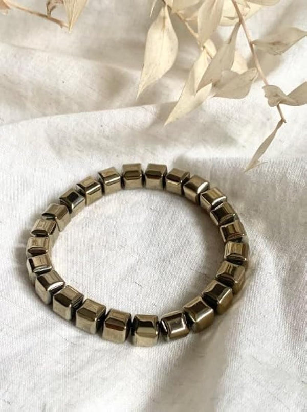 Golden Hematite Cube Bracelet