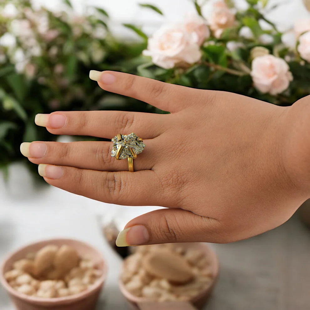 Golden Pyrite Money Magnet Ring
