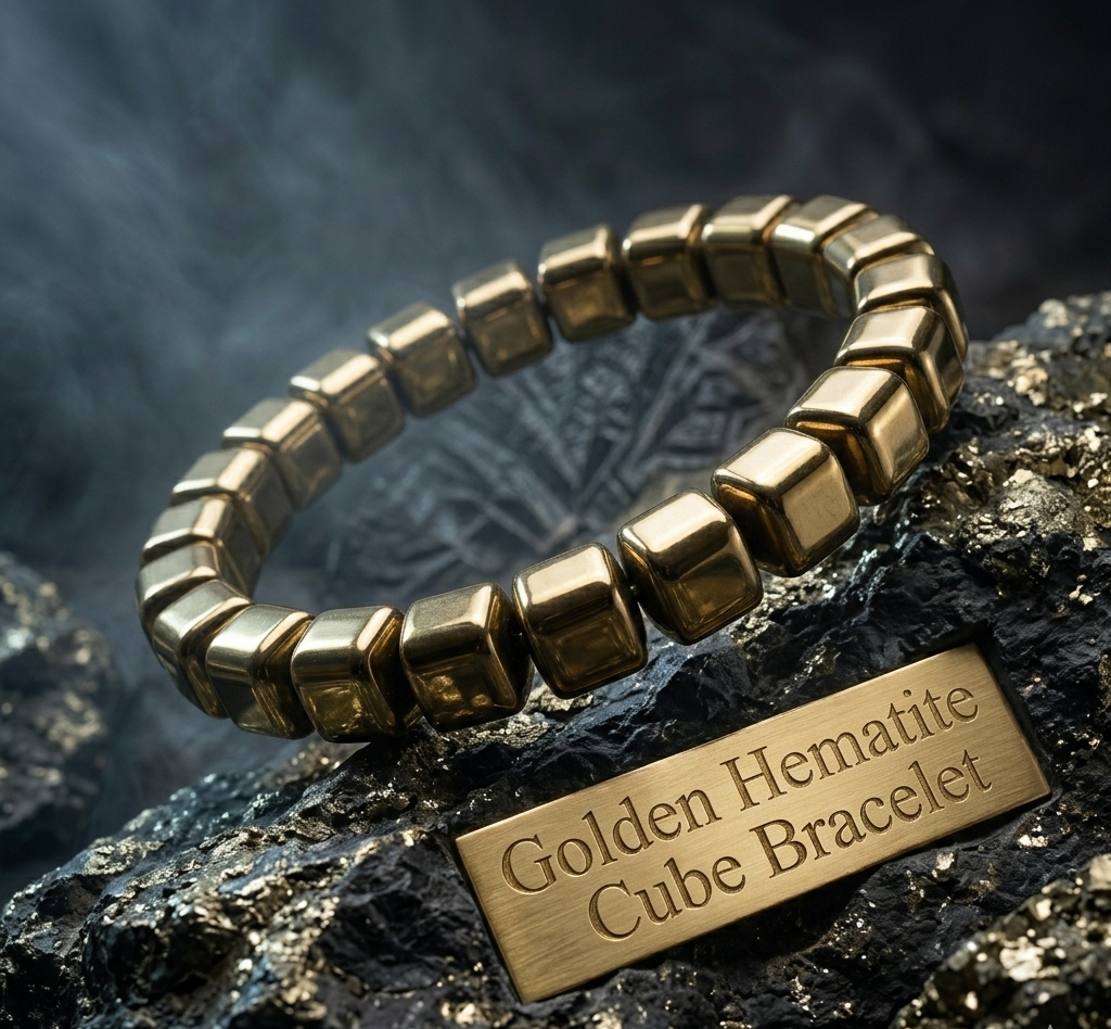 Golden Hematite Cube Bracelet