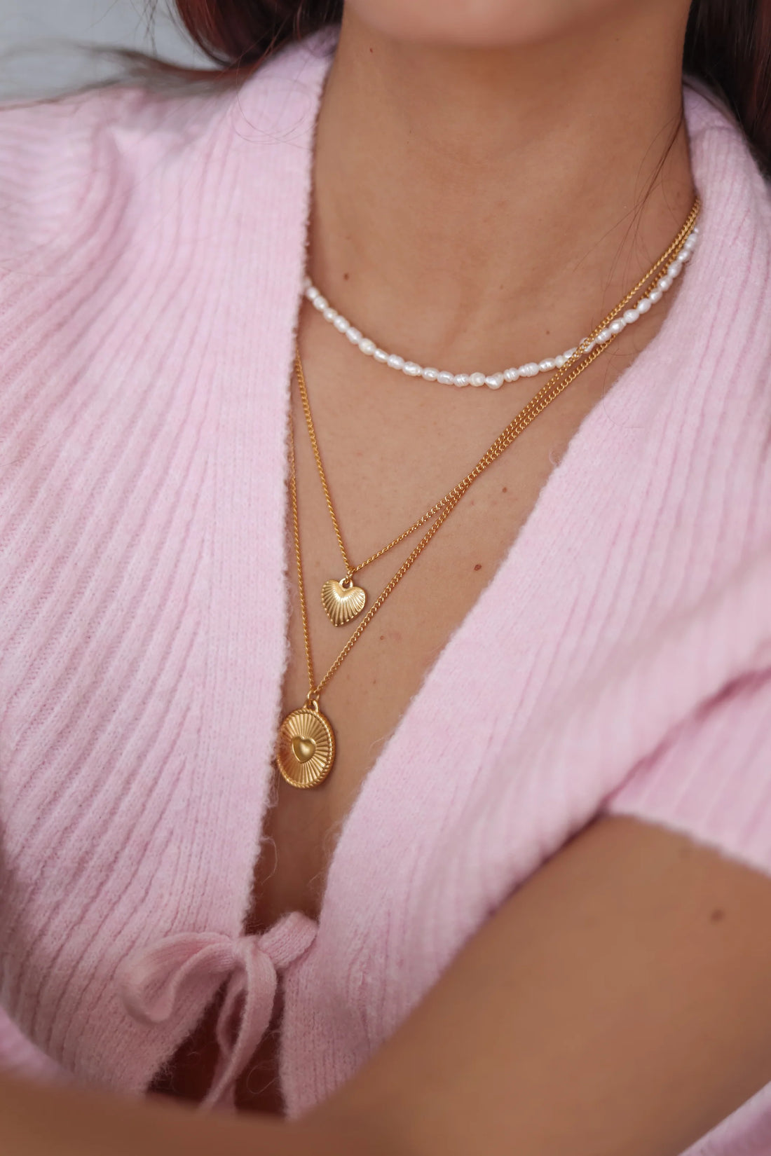 Golden Sunburst Heart Pendent Necklace