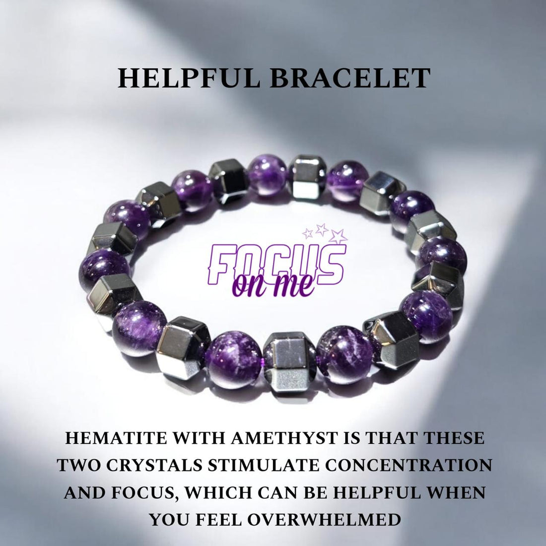 Hematite And Amethyst Crystal Bracelet