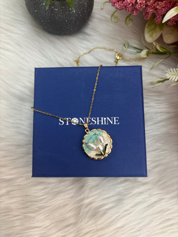 Aqua Pearl Pendant Necklace