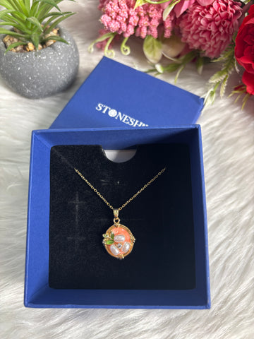 Elegant Orange Pearl Necklace
