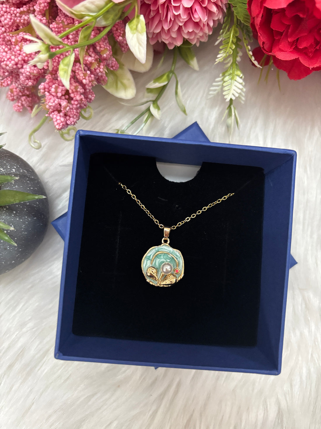 Premium Sky Blue Pearl Necklace