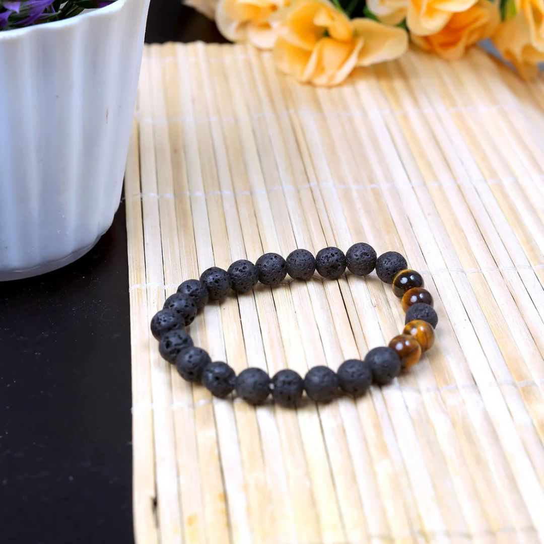 Lava and Tiger Eye Natural Agate Bracelet