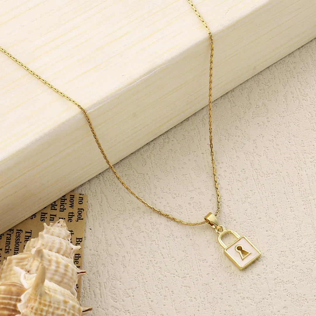 Golden Lock Pendant Necklace