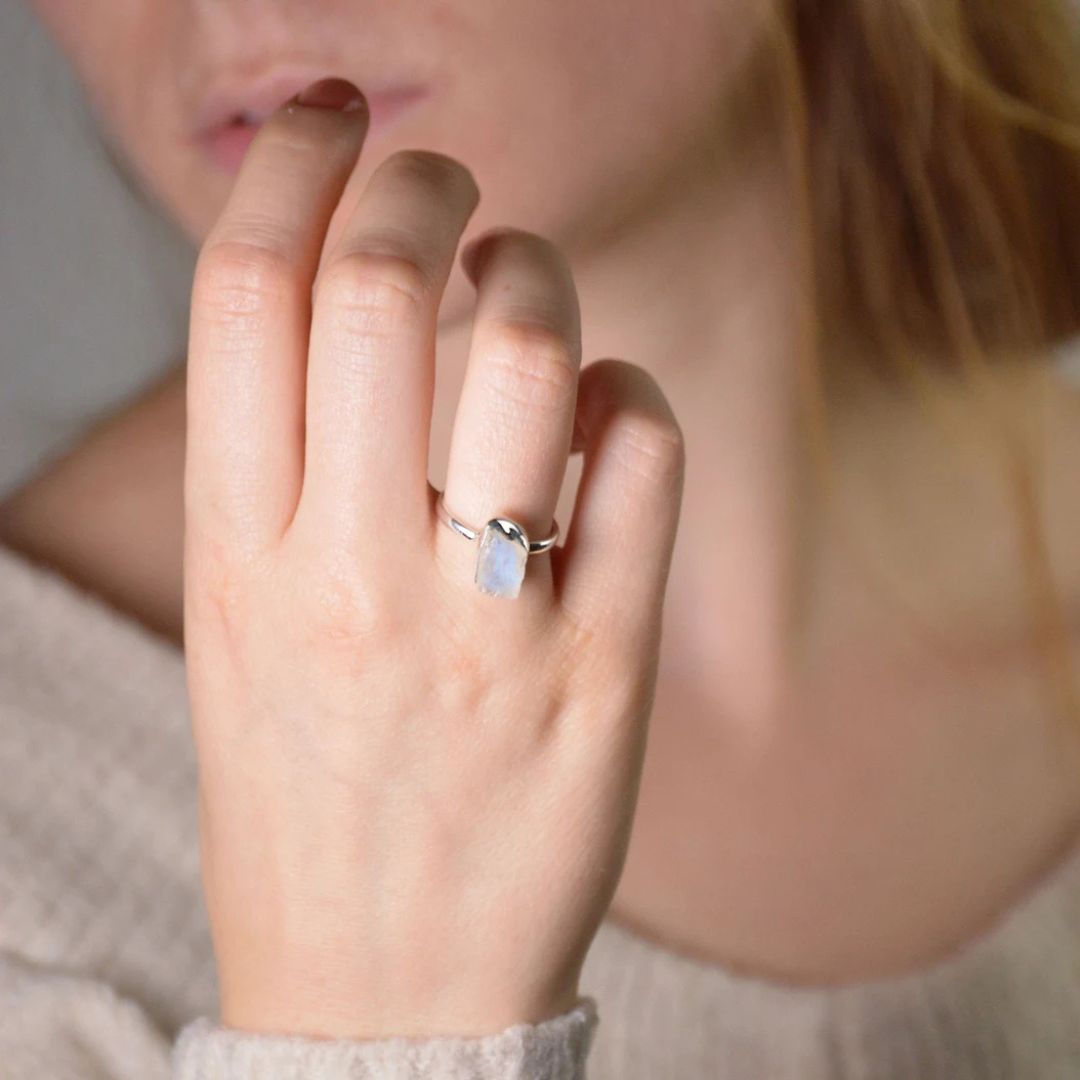 Natural Opal Raw Crystal Ring