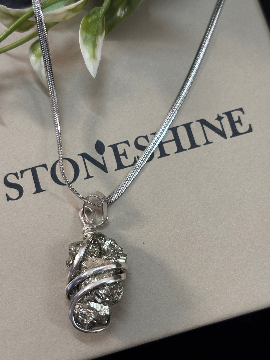 Natural Pyrite Crystal Pendant Necklace