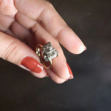 Natural Pyrite Crystal Ring
