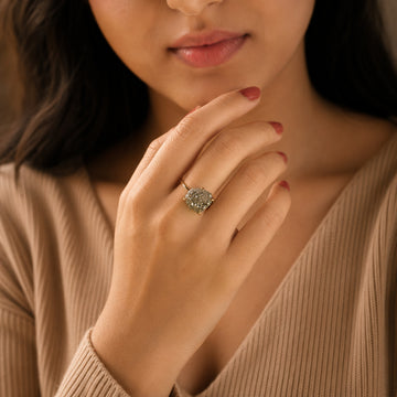 Natural Pyrite Crystal Ring