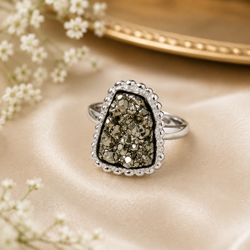 Natural Pyrite Stone Ring For Women