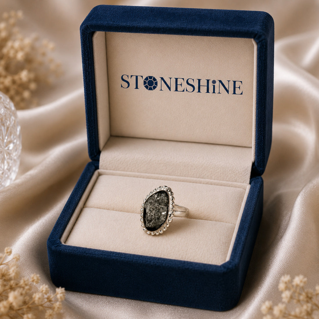 Natural Pyrite Stone Ring For Women