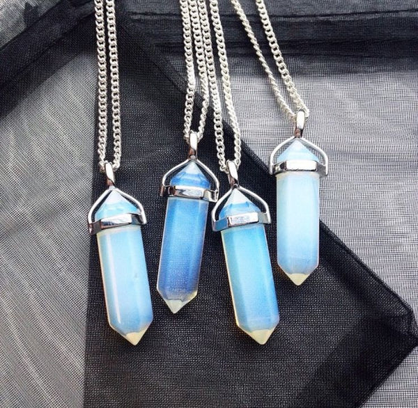 Opalite Crystal Point Pendant Necklace