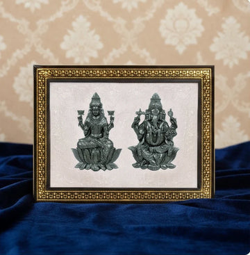 Pyrite Lakshmi ji & Ganesh Ji on Selenite Frame