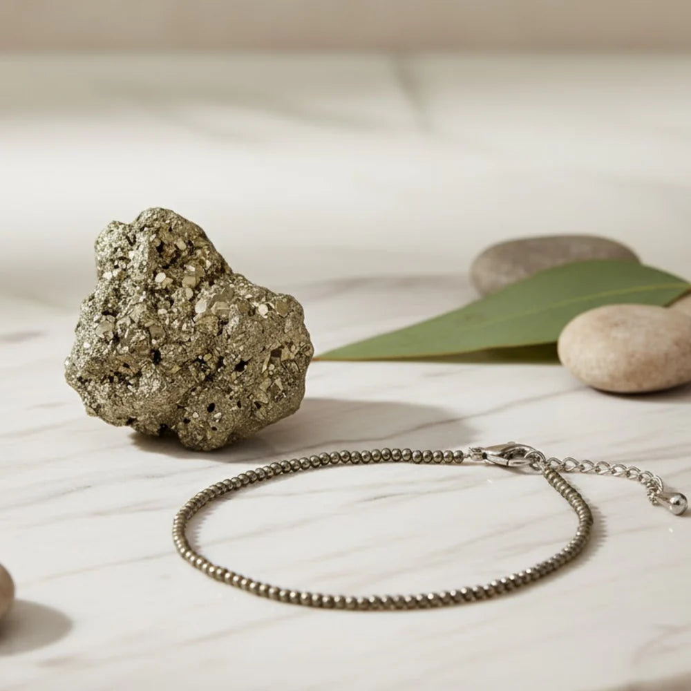 Raw Pyrite Stone & Pyrite Anklet Combo