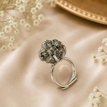 Raw Pyrite Crystal Ring