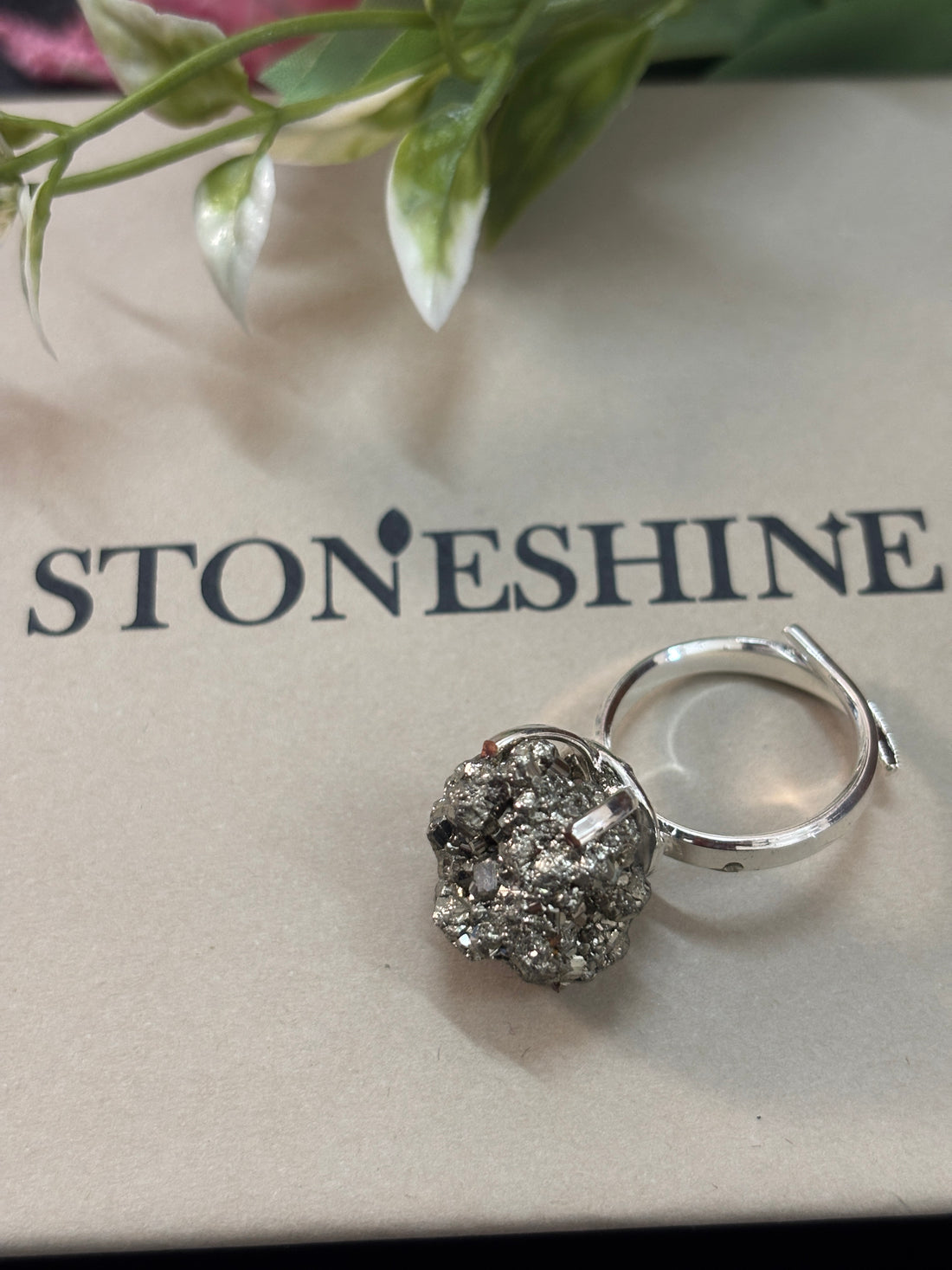 Raw Pyrite Crystal Ring