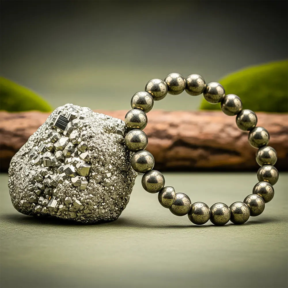 Raw Pyrite Stone & Bracelet Combo