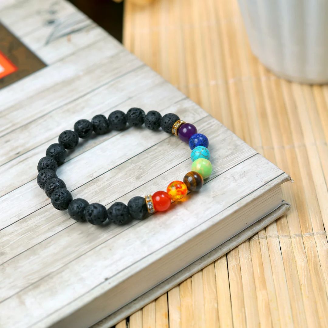 Seven Chakra Lava Bracelet