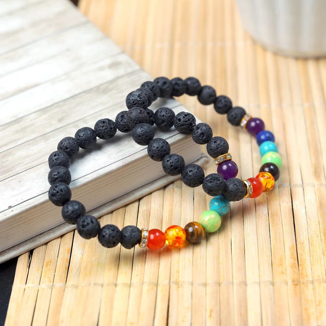 Seven Chakra Lava Bracelet