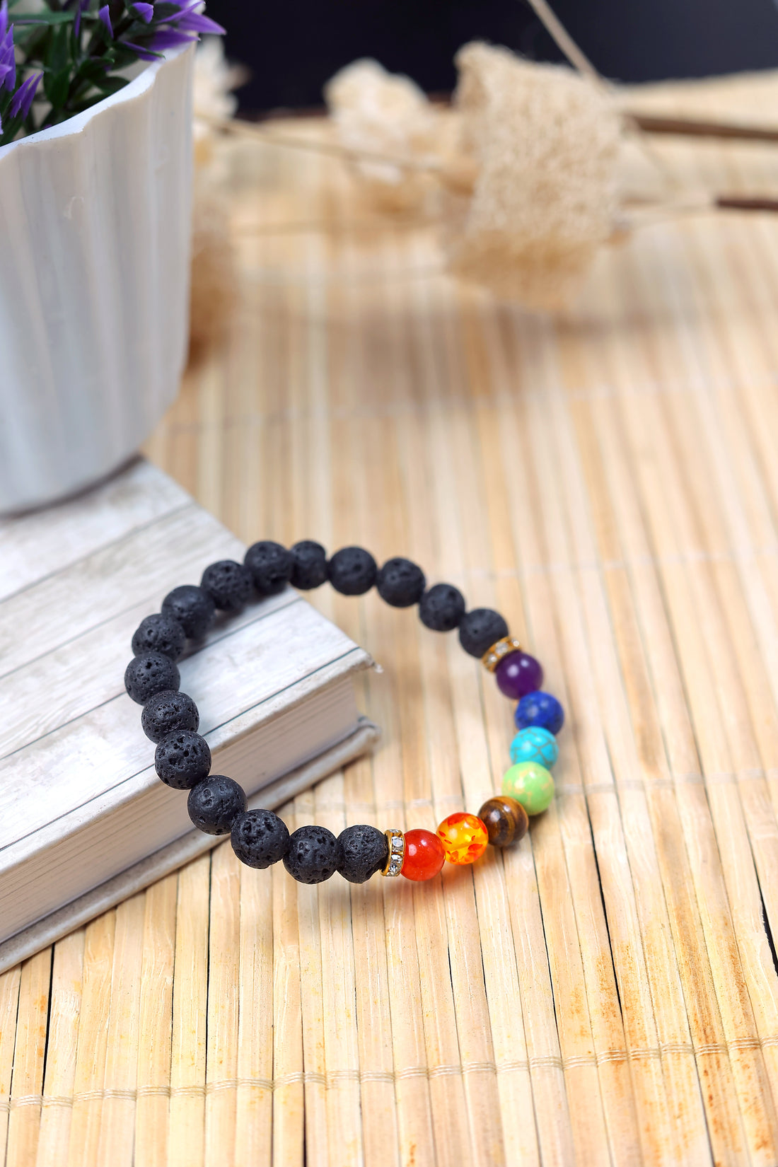 Seven Chakra Lava Bracelet