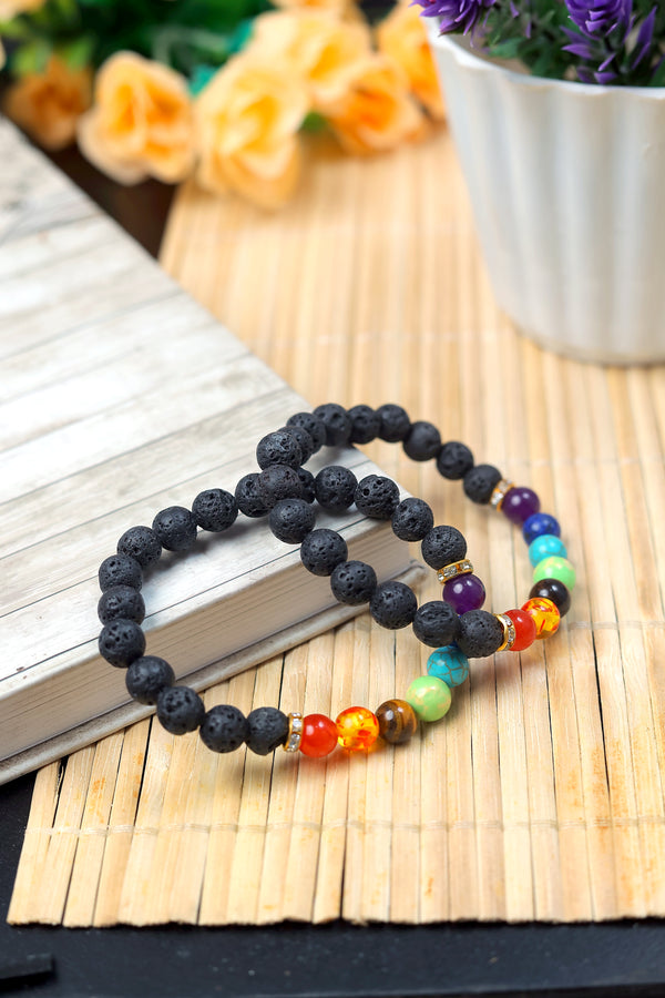 Seven Chakra Lava Bracelet