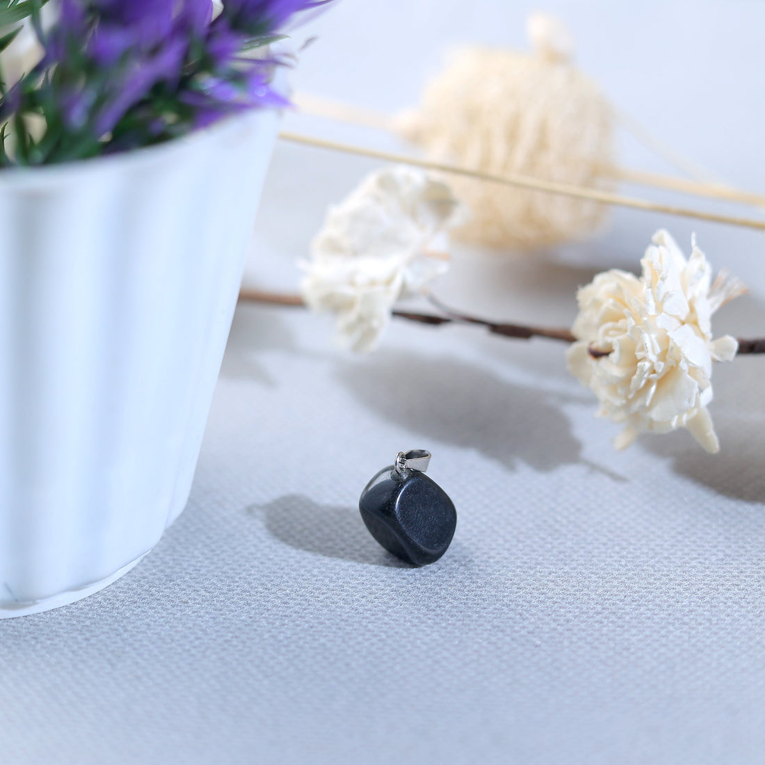 Black Tourmaline Crystal Agate Pendant