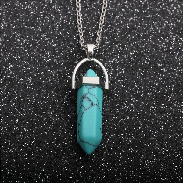 Blue Howlite Crystal Pendant Necklace