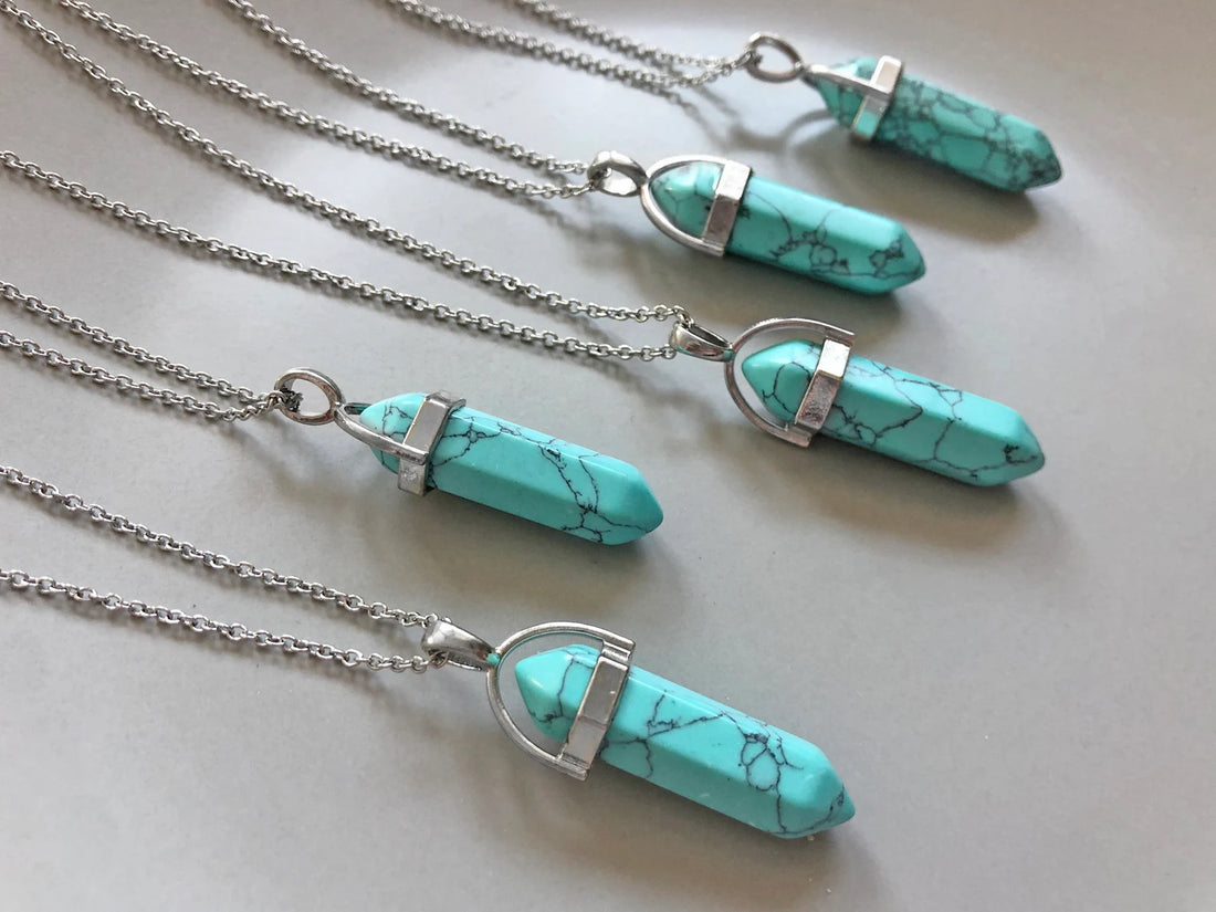 Blue Howlite Crystal Pendant Necklace