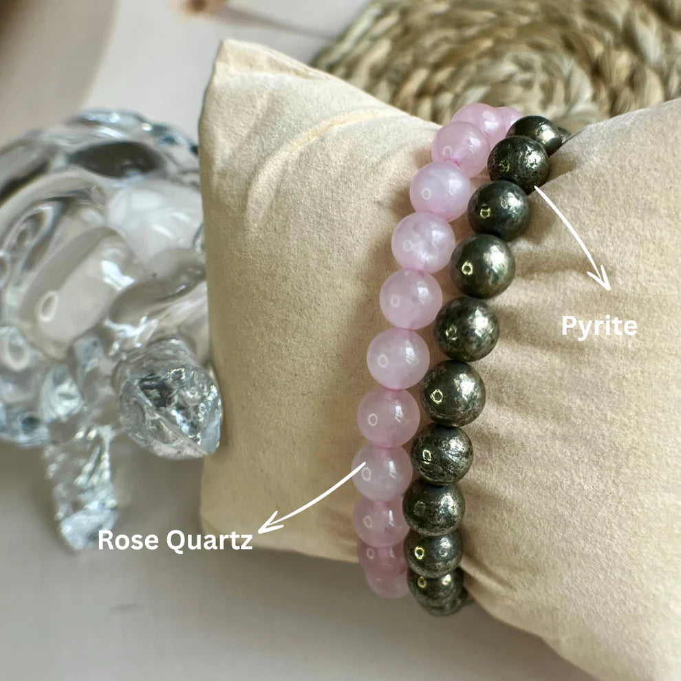 Pyrite & Rose Quartz Bracelet Combo