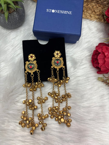 Premium Kashmiri Brass Ghungroo Earrings -long