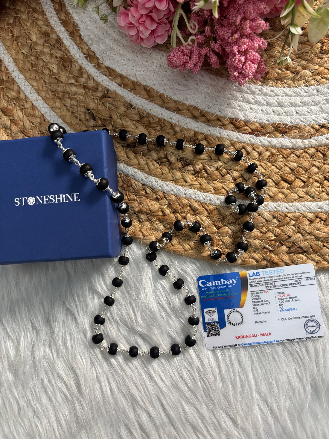 Certified Premium Silver Plated Karungali Mala