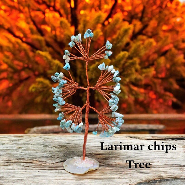 Larimar Gemstone Slice Base Crystal Tree