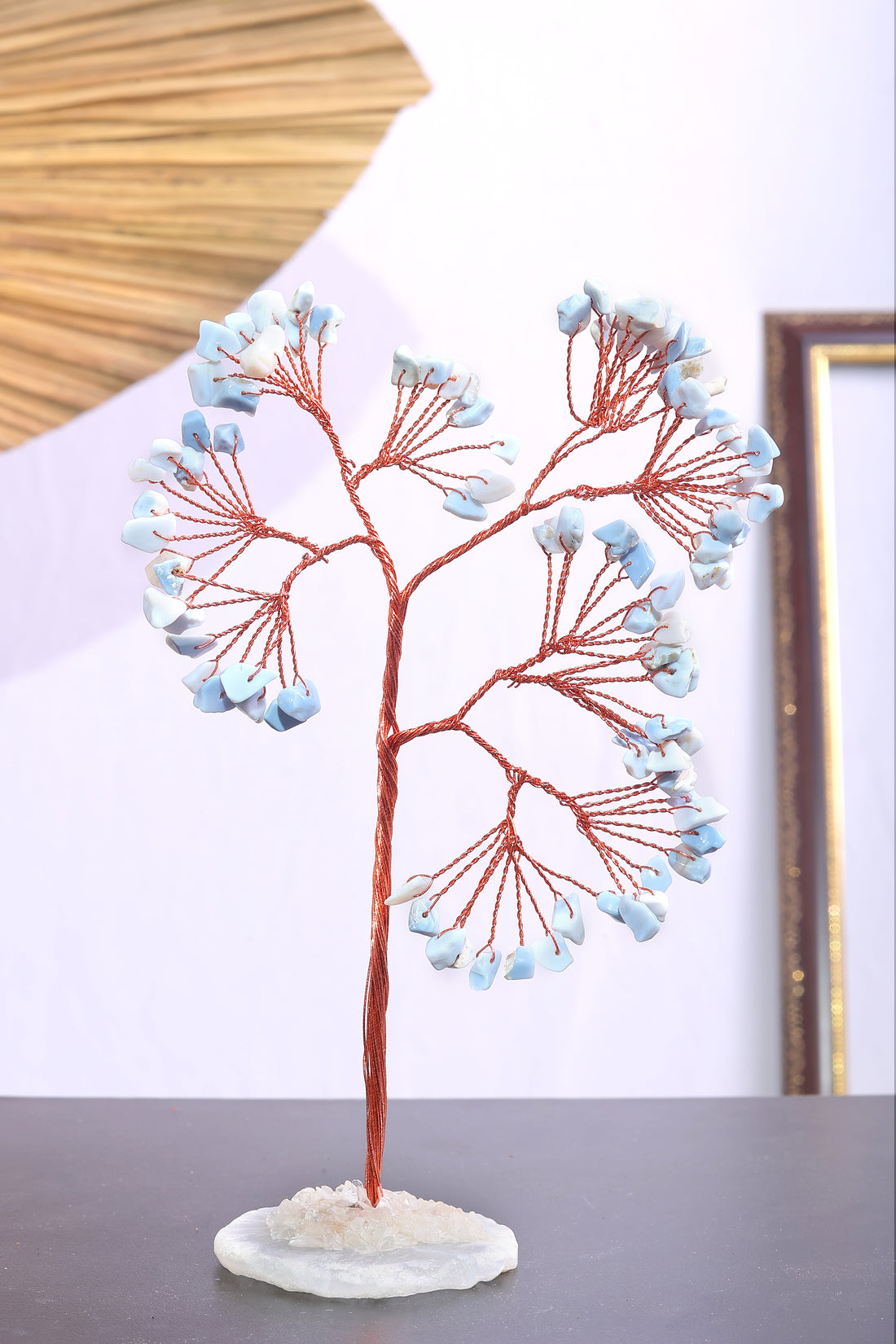 Larimar Gemstone Slice Base Crystal Tree